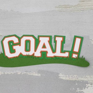 Goal soccer paper pieced die cut title for scrapbooking, card making, and keepsake items