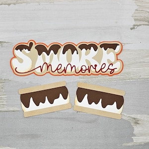 Smore memories camping paper pieced die cut title for scrapbooking, card making, and keepsake items