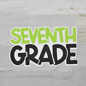 Seventh 7th grade school paper pieced die cut title for scrapbooking, card making, and keepsake items