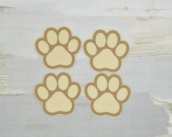 Paw Prints Die Cuts, Light Brown Scrapbooking Embellishments (Set of 4)