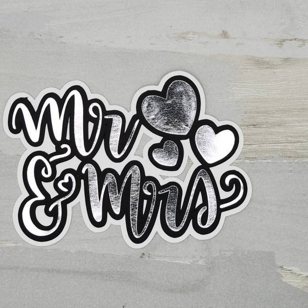 Mr. And Mrs. Wedding paper pieced die cut title for scrapbooking, card making, and keepsake items