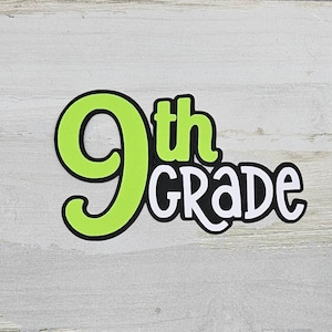 9th grade school paper pieced die cut title for scrapbooking, card making, and keepsake items