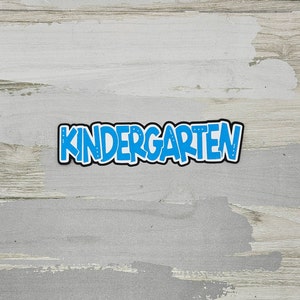 Kindergarten paper pieced die cut title for scrapbooking and keepsake items
