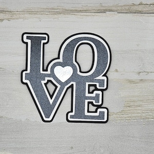 Love wedding or Valentines Day paper pieced die cut title for scrapbooking, card making, and keepsake items