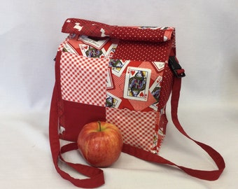 Large Lunch Bag with Removable Shoulder Strap/Patchwork Gift Bag/Fabric Picnic Bag/Storage Bag