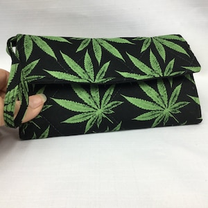 Cannabis Design Geldbörse/Geldbörse mit mehreren Fächern/Wildleder Geldbörse/Clutch/Stoff Geldbörse/gesteppte Geldbörse