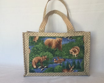 Woodland Animals Gift Bag / Shopping Bag / Market Bag / Tote / Beach Bag / Fabric Bag / Gym Bag / Handbag / Diaper Bag