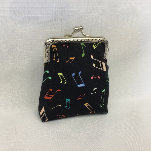 Musical Notes Change Purse/Coin Pouch/Purse Organizer/Key Pouch/Mini Makeup Bag/Metal Frame with Ball Clasp Purse