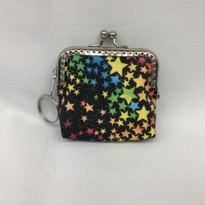 Regenbogen Stern Münzbeutel Schlüsselring, Metallverschluss