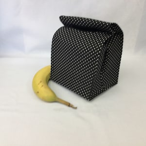 Polka Dot Lunch Bag/Goody Bag/Gift Bag/Black and White Lunch Bag/Fabric Picnic Bag/Snack Bag
