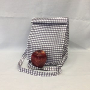 Große Lunch Tasche mit abnehmbaren Schultergurt/weiße und lila Geschenktasche/Picknicktasche aus Stoff