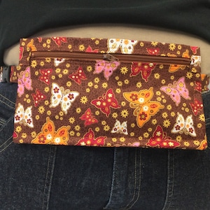 Butterflies Body Wallet/Orange Print Body Wallet/Travel Wallet/Flat Fanny Pack/Money Belt/Secure Pouch/Running Belt/Under Clothing Wallet