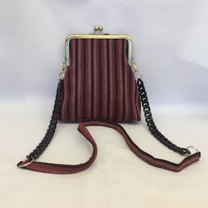 Sac à bandoulière à rayures vives/Sac à main chic/Sac de soirée en tissu/Pochette de soirée avec bandoulière en chaîne/Porte-monnaie avec cadre et fermoir boule