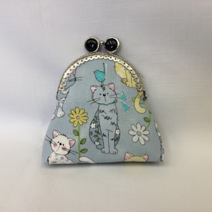 Porte-monnaie 2 pyjamas chat/Porte-monnaie chaton/Mini trousse à maquillage/Trousse à maquillage bleue/Organisateur de sac à main/Cadre de sac à main avec fermoir décoratif
