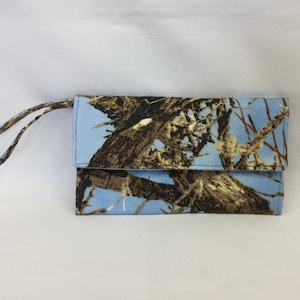 Cartera de camuflaje azul/cartera con múltiples compartimentos/cartera de mano/cartera de tela/cartera acolchada