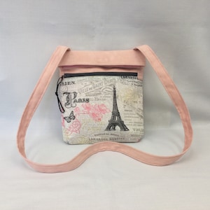 Small Paris Design Shoulder Bag/Lightweight Cross Body Bag/Tote/Fabric Shoulder Bag/Hip Bag/Messenger Bag/Walking Bag