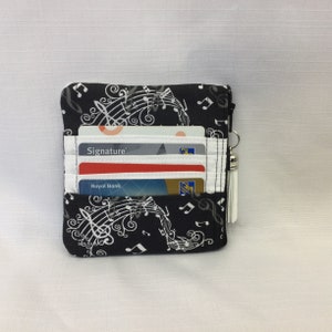 Musiknoten Geldtasche und Kreditkartenhalter/kleine Brieftasche/Münze Beutel/Geld- und Kreditkartentasche/Stoff Brieftasche/Mini Geldbörse