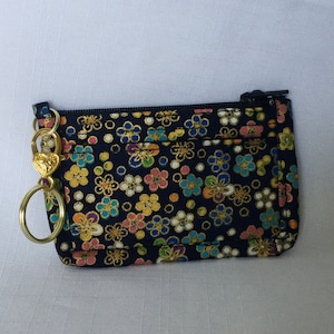 Bague de clé de fleurs de Florescent/Mini Change Purse/Porte de carte de crédit/Poche de pillule/Pièce de tissu, carte de crédit et anneau de clé combo