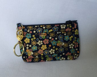 Floral Mini Coin Purse, Credit Card Holder, Key Ring Combo