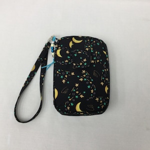 Night Sky Wallet-Purse Combo/Thirteen Pocket Multi Purpose Wallet/Black Mini Purse/Fabric Purse/Wrist Wallet