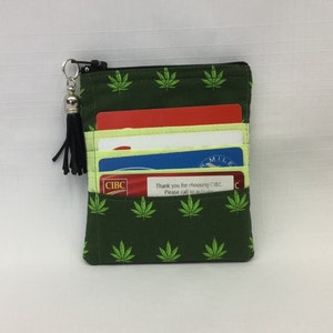 Hojas de Cannabis Cambiar Bolso / Titular de Tarjeta de Crédito / Billetera Pequeña / Bolsa de Monedas / Bolsa de Efectivo y Tarjeta de Crédito Tote / Billetera de Tela / Mini Monedero