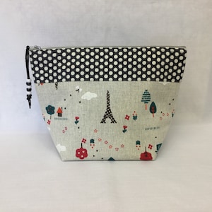 Bolsa de cosméticos Primavera em Paris/Bolsa de maquiagem grande/Bolsa de produtos de higiene pessoal/Embreagem de tecido/Organizador de bolsa/Embreagem de maquiagem com zíper