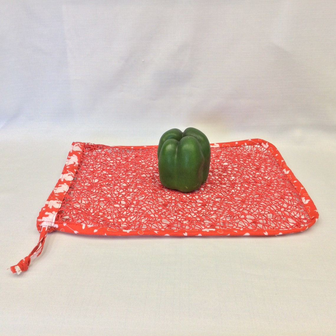 Colorful Red Mesh Produce Bag/fabric Grocery Bag/drawstring Etsy