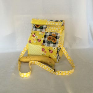 Stor lunchväska med avtagbar axelrem/presentväska i lapptäcke/picknickväska i tyg/förvaringsväska