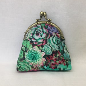 Porte-monnaie design succulentes/Mini trousse à cosmétiques/Porte-monnaie à imprimé cactus/Organisateur de sac à main/Cadre de sac à main avec fermoir décoratif