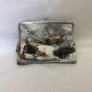 Beaver-cosmeticatas: katoenen clutch met zilveren kogelsluiting