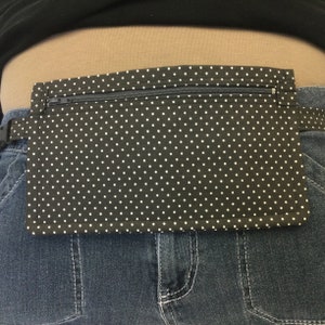 Charcoal Grey & White Body Wallet/Fabric Travel Wallet/Flat Fanny Pack/Money Belt/Secure Pouch/Running Belt/Under Clothing Wallet