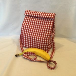 Large Gingham Lunch Bag with Removable Shoulder Strap
