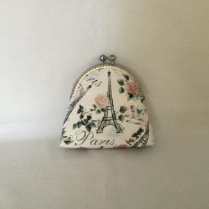Paris Eiffel Tower Coin Purse, Silver Clasp Cosmetics Bag
