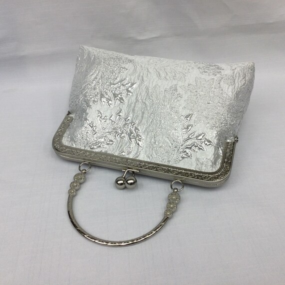 Metallic Evening Bag/dressy Silver and White on White