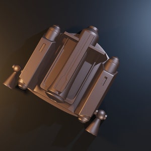 Peut inclure: Modèle de vaisseau spatial gris métallique avec quatre propulseurs latéraux et un moteur central. Le modèle est conçu avec une esthétique futuriste élégante.