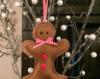 Handcrafted Felt Gingerbread Man Christmas Tree Decoration