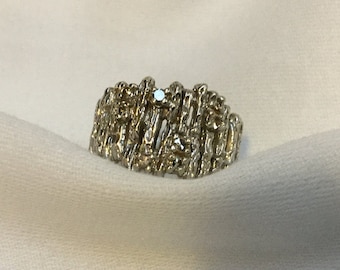 Pierścionek ze złota 14k, obrączka ze złota i diamentów, pierścionek ze złota białego 14k
