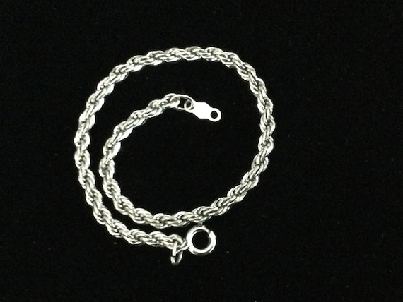 Sterling rope bracelet, sterling dangle bracelet