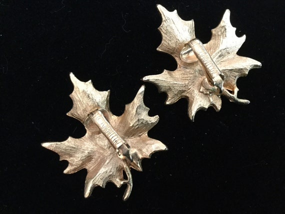 Vintage Sarah cov earrings, Sarah Coventry leaf e… - image 4