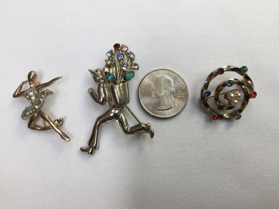 Vintage Art Deco Brooches 3 Vintage Art Deco Pins Antique Etsy
