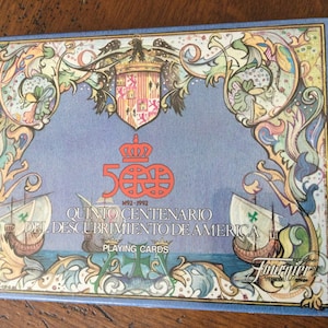 Vintage playing cards, Fournier playing cards - Discovery of America