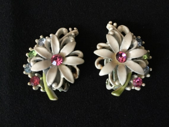 Vintage painted earrings 1930s, vintage earrings - image 4