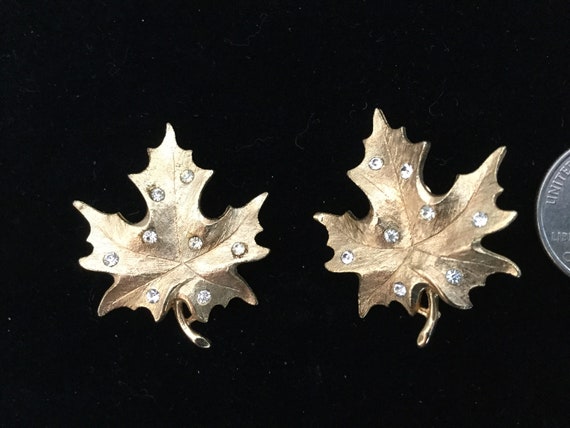 Vintage Sarah cov earrings, Sarah Coventry leaf e… - image 3