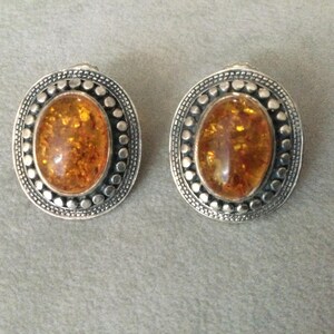 Amber earrings, sterling silver earrings, sterling amber earrings