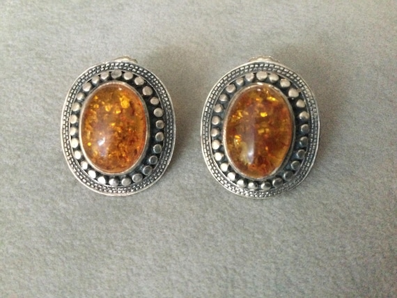 Amber earrings, sterling silver earrings, sterling amber earrings