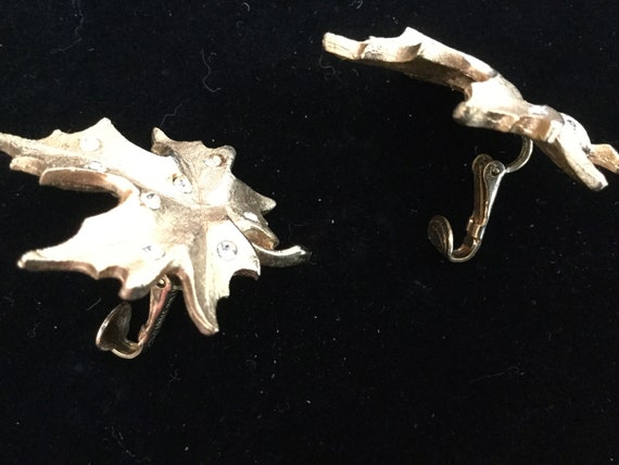 Vintage Sarah cov earrings, Sarah Coventry leaf e… - image 5