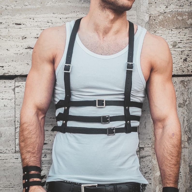 Herren Harness Harness mit Schnallen Leder Body Harness Etsy.de