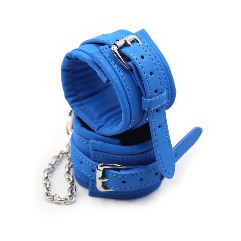Premium Blue Handcuffs for Restraints BDSM Handcuffs Leather Etsy