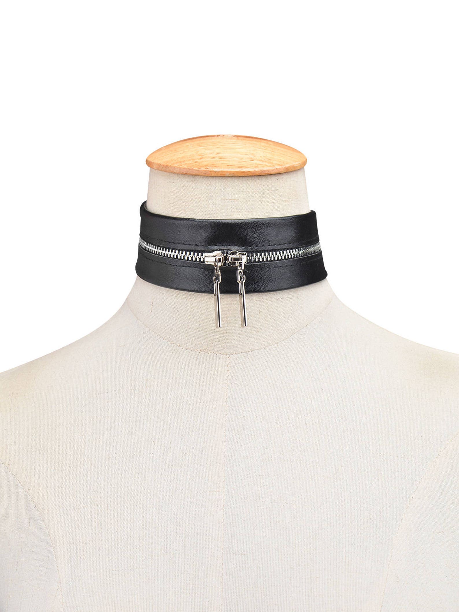 Choker en cuir noir Black Zip Choker Zip up Choker Choker Etsy