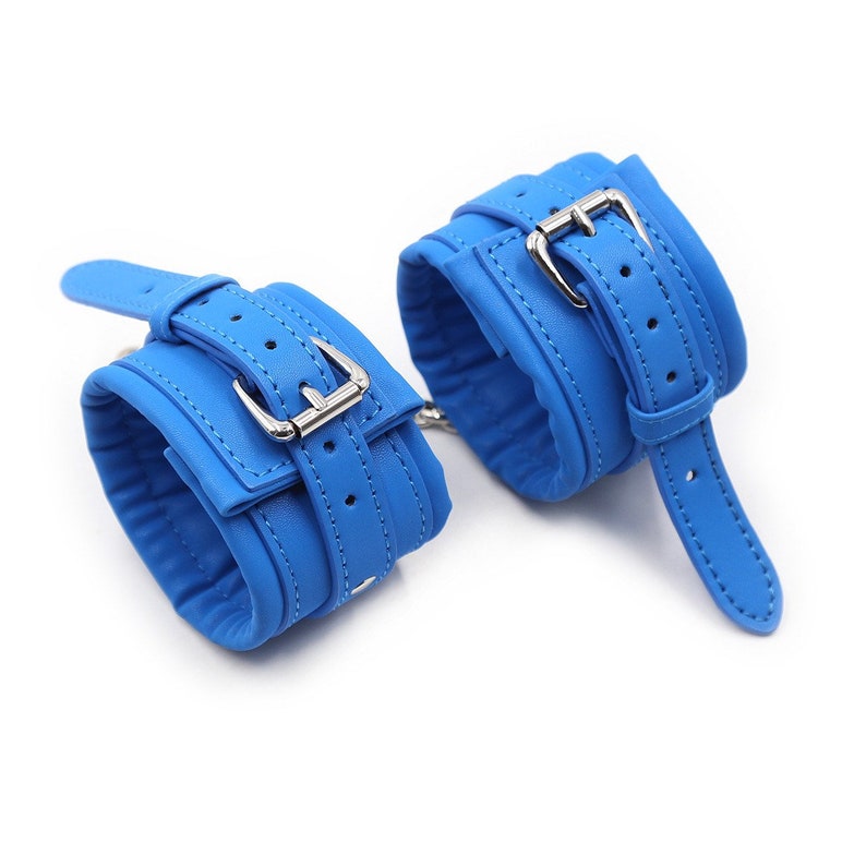 Premium Blue Handcuffs for Restraints BDSM Handcuffs Leather Etsy